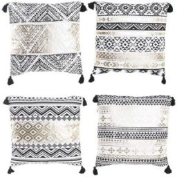 Kudde DKD Home Decor Svart Gyllene Polyester Bomull Aluminium Arab (45 x 10 x 45 cm) (4 antal)