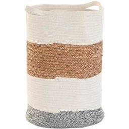 Dekorativ korg DKD Home Decor Vit Naturliga fibrer