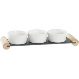 Snacksbricka DKD Home Decor Vit Svart Stengods Skiffer 33 x 10 x 5,8 cm