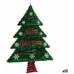Julgranskula Krist+ Röd Grön Silver polypropen PET Julgran 44 x 58,8 x 7 cm Hängen Glitter LED Ljus (12 antal)