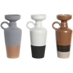 Vas DKD Home Decor Vit Grå Terrakota n Porslin 13,3 x 11 x 27,3 cm 13,3 x 11 x 28 cm (3 antal)