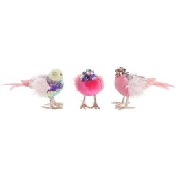 Julgranskula DKD Home Decor Polyester Madár (18 x 8 x 13 cm) (3) (3 antal)