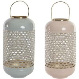 Ljusstakar DKD Home Decor 24 x 24 x 46 cm Blå Rosa Aluminium 24 x 24 x 56 cm (2 antal)