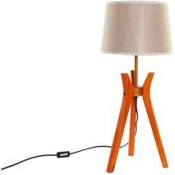 Bordslampa DKD Home Decor Brun Beige Polyester Trä 220 V 50 W