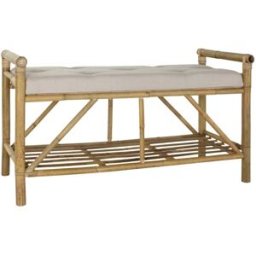 Sittpall DKD Home Decor Naturell Beige Brun Bomull Bambu (100 x 44 x 55 cm)
