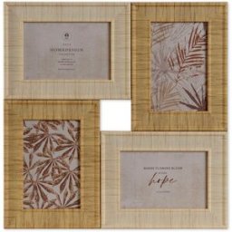 Fotoram Home ESPRIT Beige Naturell Glas polystyren Skandinavisk 36 X 2 X 36 cm
