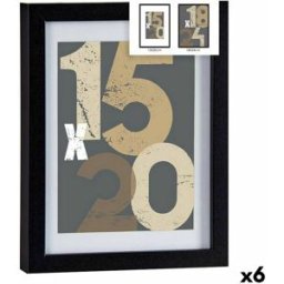 Fotoram Gift Decor Svart Glas Trä MDF 18 x 24 cm (6 antal)