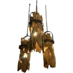 Taklampa Home ESPRIT Järn teakträ 160 x 30 x 40 cm