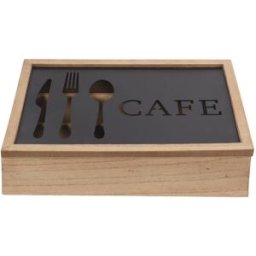 Besticks-sortering DKD Home Decor Brun Svart Metall Trä MDF Vintage 25 x 18 x 6 cm
