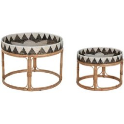 2-bordsset Home ESPRIT Rattan 70 X 70 X 52 cm