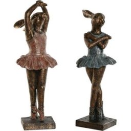 Prydnadsfigur Home ESPRIT Blå Rosa Gyllene Romantisk Balettdansare 13 x 12 x 30,5 cm (2 antal)