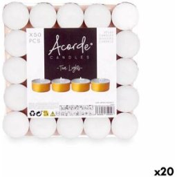 Set med levande ljus Acorde Tea Lights Vit Gyllene (20 antal)