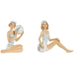 Prydnadsfigur Home ESPRIT Vit Himmelsblå Medelhavs 8 x 8 x 12,5 cm (2 antal)