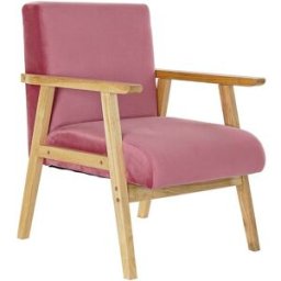 Fåtölj DKD Home Decor Rosa Polyester Trä MDF (61 x 63 x 77 cm)
