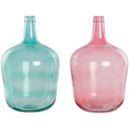 Vas DKD Home Decor Grön Rosa Härdat glas 25 x 25 x 40 cm (2 antal)