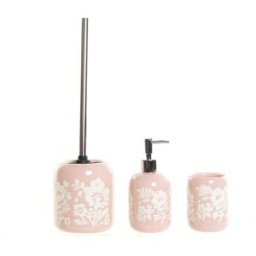 Badkit DKD Home Decor 8 x 8 x 17,5 cm Keramik Rosa Vit