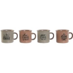 Set med kaffekoppar Home ESPRIT Blå Rosa Stengods 180 ml