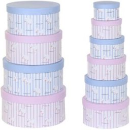 Set med stapelbara förvaringslådor DKD Home Decor Blå Rosa Papp (37,5 x 37,5 x 18 cm)