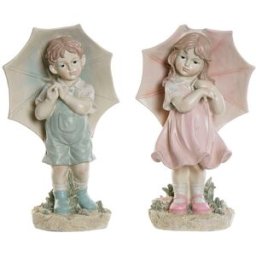 Prydnadsfigur DKD Home Decor 28 x 20 x 48,5 cm Blå Rosa Barn (2 antal)