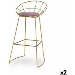 Sittpall Gift Decor Rosa Gyllene Polyester Järn 51 x 94 x 52 cm (2 antal)