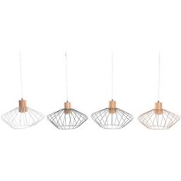 Taklampa DKD Home Decor 34 x 34 x 21 cm Silvrig Svart Grå Rosa Metall Vit 50 W 60 W Furu