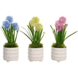 Dekorativ växt DKD Home Decor Skum Blå Rosa Gul polypropen 15 x 15 x 30 cm (3 Delar)