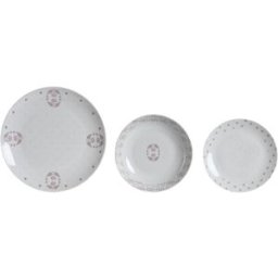 Servissats DKD Home Decor Vit Rosa Porslin Scandi 18 Delar 27 x 27 x 3 cm