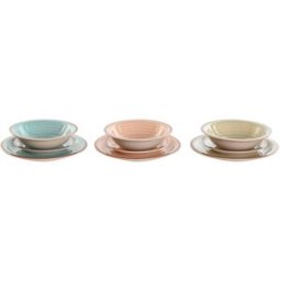 Servissats Home ESPRIT Blå Grön Multicolour Rosa Ambra Stengods 26,5 x 26,5 x 3 cm 27,5 x 27,5 x 3 cm 18 Delar