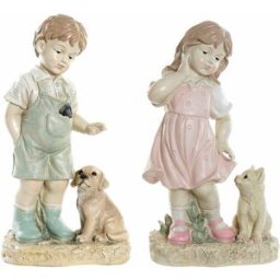Prydnadsfigur DKD Home Decor Blå Rosa Harts Barn (26.5 x 16.5 x 44.5 cm) (2 pcs)