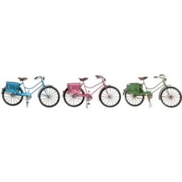 Prydnadsfigur Home ESPRIT Blå Röd Grön Rosa Cykel Vintage 30 x 9 x 15 cm (3 antal)