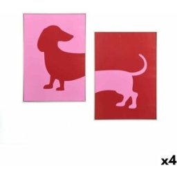 Kanvas Gift Decor Röd Rosa Hund 50 x 3 x 70 cm (4 antal)