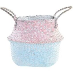 Korg DKD Home Decor Rosa Himmelsblå Dvobarvna Naturliga fibrer Medelhavs 25 x 25 x 25 cm