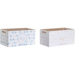 Förvaringslåda DKD Home Decor Blå Rosa Trä MDF 36 x 21 x 18 cm (2 antal)