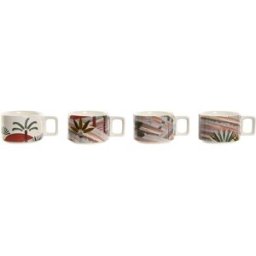 Set med kaffekoppar Home ESPRIT Beige Rosa Terrakota n Lila Metall Bambu Dolomite 260 ml