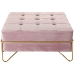 Sittpall DKD Home Decor Skum Rosa Gyllene Metall Polyester Sammet Trä MDF (80 x 80 x 42 cm)