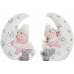 Prydnadsfigur DKD Home Decor Vit Rosa Måne 31 x 20 x 43 cm (2 antal)