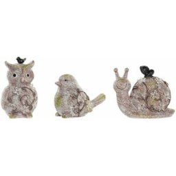 Prydnadsfigur DKD Home Decor Grön Rosa Naturell djur Shabby Chic 20,5 x 10 x 17 cm (3 Delar)