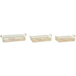 Uppsättning med Brickor DKD Home Decor Rosa Metall Aluminium 8 cm 40 x 21 x 8 cm (3 antal)