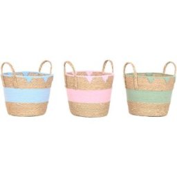 Dekorativ korg Home ESPRIT Blå Grön Rosa Naturell Barn 36 x 36 x 37 cm (3 antal)