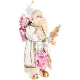 Prydnadsfigur DKD Home Decor Tomte Jul Grå Rosa PVC Trä 32 x 20 x 60 cm