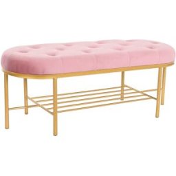 Sittpall DKD Home Decor 100 x 35 x 40 cm Rosa Gyllene Metall