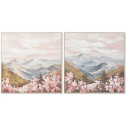 Kanvas Home ESPRIT Vit Rosa Berg 80 x 3,5 x 80 cm (2 antal)