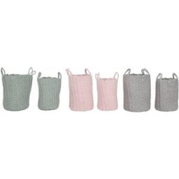 Korg - set Home ESPRIT Grön Grå Rosa Snöre 30 x 30 x 43 cm 2 Delar (3 antal)