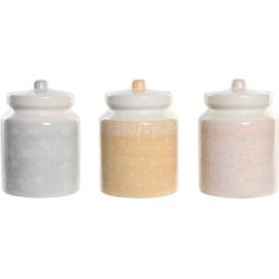 Burk DKD Home Decor 12 x 12 x 16 cm Blå Rosa Gul Dolomite Shabby Chic (3 antal)
