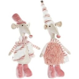 Prydnadsfigur DKD Home Decor Rosa Mus 16 x 11 x 55 cm (2 antal)