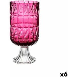 Vas Gift Decor Rosa Mörkrosa Glas Gravyr 13 x 26,5 x 13 cm (6 antal)