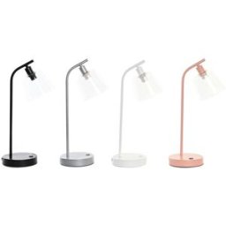 Bordslampa DKD Home Decor 22 x 15 x 46 cm Glas Silvrig Svart Grå Rosa Metall Vit 220 V 40 W 25 W 4 Delar