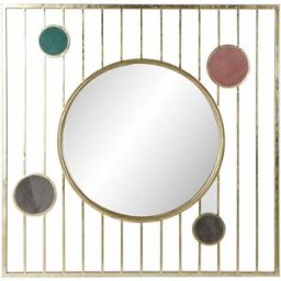 Väggspegel DKD Home Decor Grön Grå Rosa Gyllene Cirklar Sixties 100 x 2 x 100 cm (100 antal)