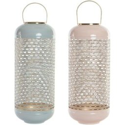 Ljusstakar DKD Home Decor Blå Rosa Aluminium 24 x 24 x 60 cm 24 x 24 x 71 cm (2 antal) (2 Delar)