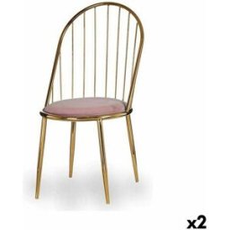 Stol Gift Decor Rosa Gyllene Polyester Järn 48 x 95,5 x 48 cm Stänger (2 antal)